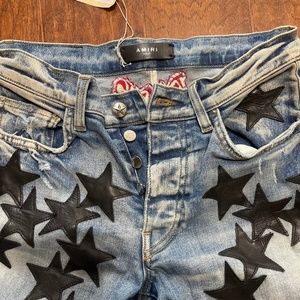 Amiri Chemist Skinny-Fit Leather Appliquéd Jeans